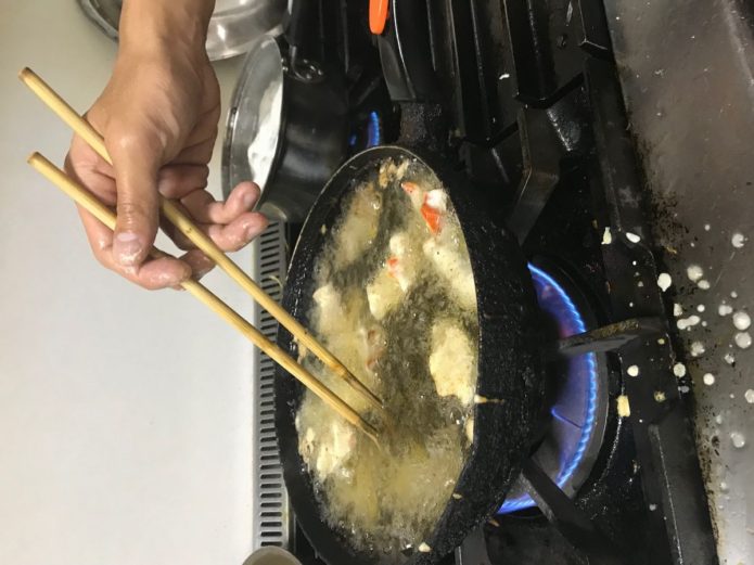 のあ　野菜の肉巻き天ぷらを揚げました